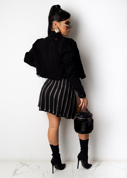 Zipper Design Short Skirt A-Line Pleated Skirt Women - ROUTINE FASHION